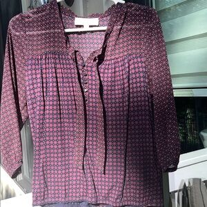 LOFT Purple and Pink Patterned Blouse